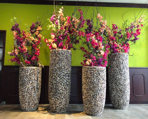 Zijden bloemwerk van bloemen en planten